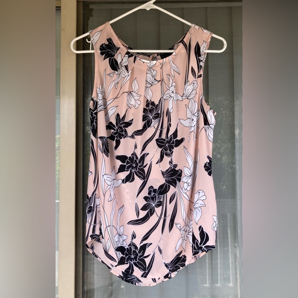 Worthington Pink Floral Sheer Tank Top - Size M